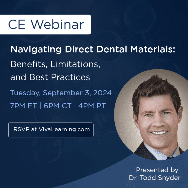 Leggi l'articolo 📢 Join our Free CE Webinar: Navigating Direct Dental Materials: Benefits, Limitations, and Best Practices with Dr. Todd Snyder